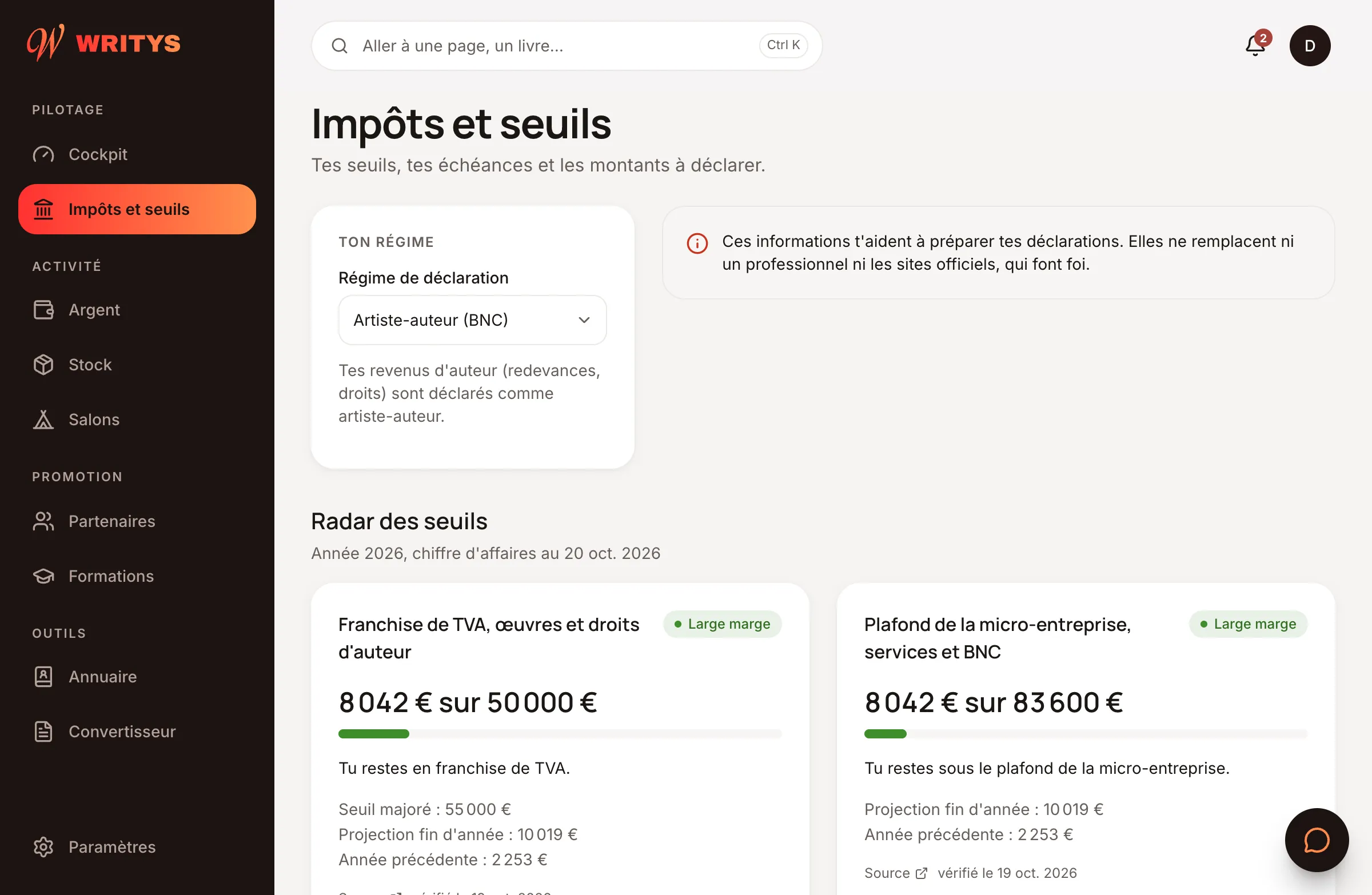 Le radar des seuils : franchise de TVA et plafond de la micro-entreprise